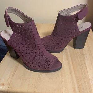 Maroon peep toe heels